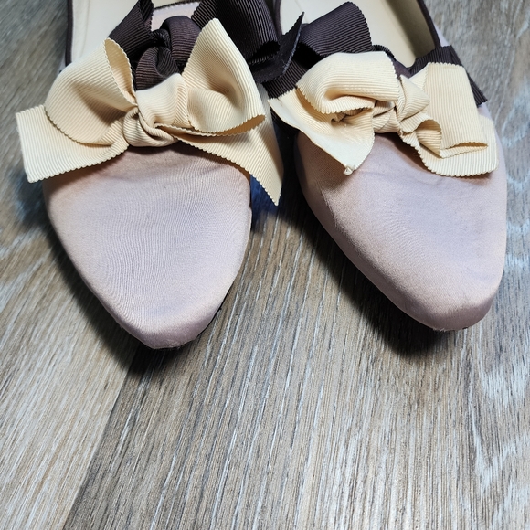 All Black Satin Mini Healed Double Bow Dress Shoes Made In Taiwan Size 10 - Picture 2 of 16